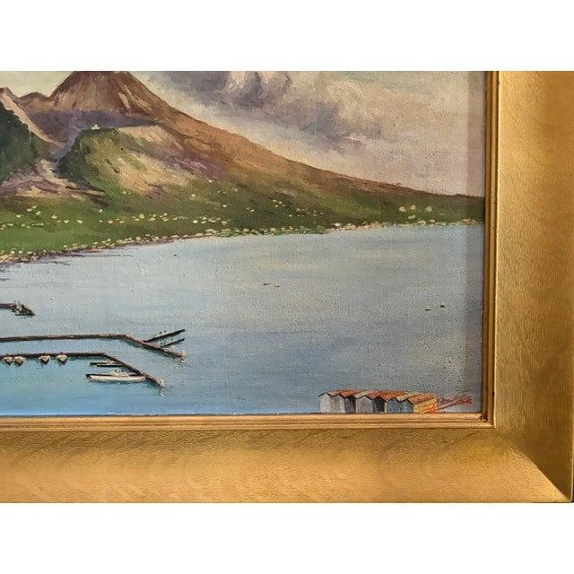 Early Oil Painting - Landscape - Mount Vesuvius and the Bay of Naples, Italy, Signed For Sale - Image 12 of 16