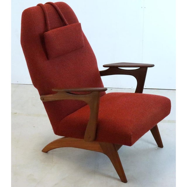 Set of Red Armchair with Footstool For Sale - Image 15 of 18