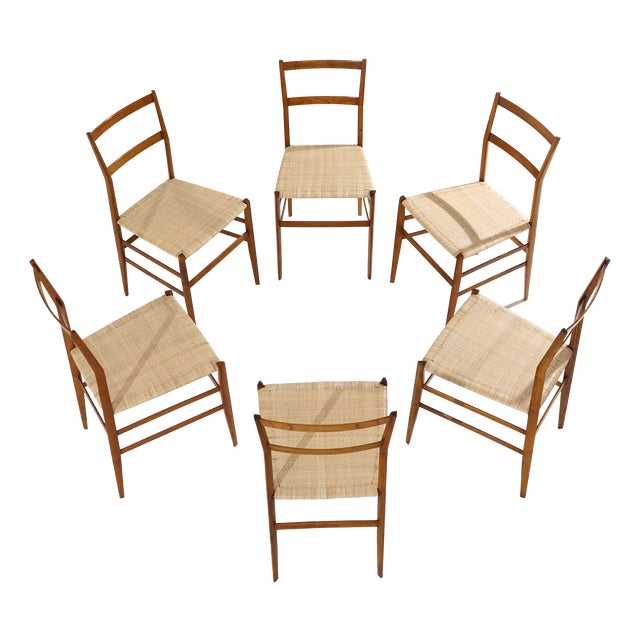 Superleggera Dining Chairs by Gio Ponti for Cassina, 1970s, Set of 6 For Sale