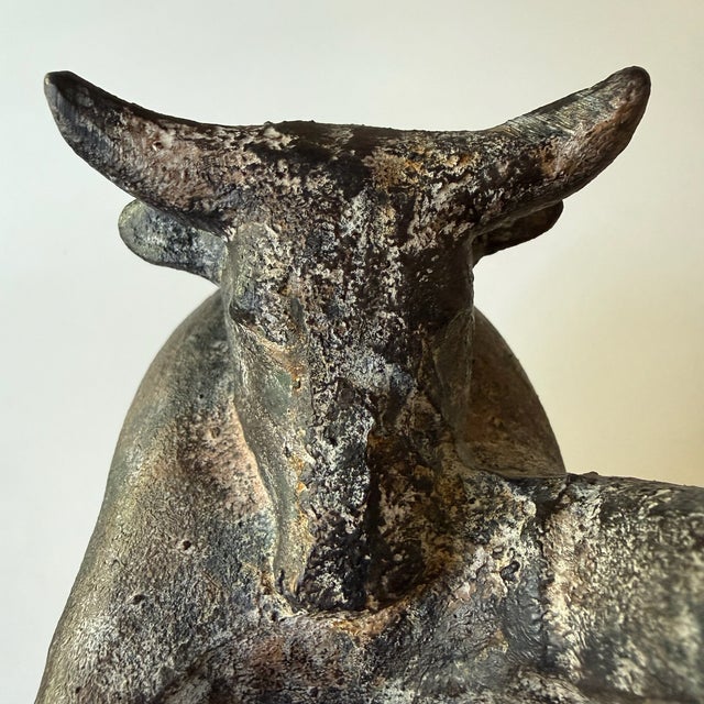 Vintage Fighting Bull Cast Iron Sculpture by Miyazawa Kanae, 1960s For Sale In San Francisco - Image 6 of 9