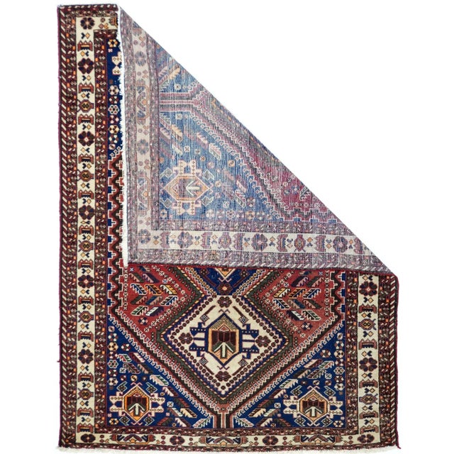 Tribal Vintage Qashqai Rug 5' x 6'11'' For Sale - Image 3 of 11