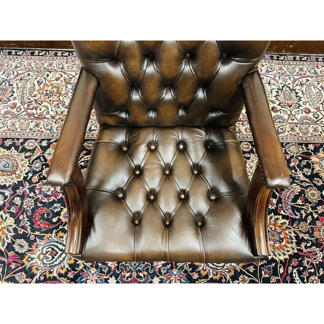 English Chesterfield Desk Chair For Sale - Image 6 of 8