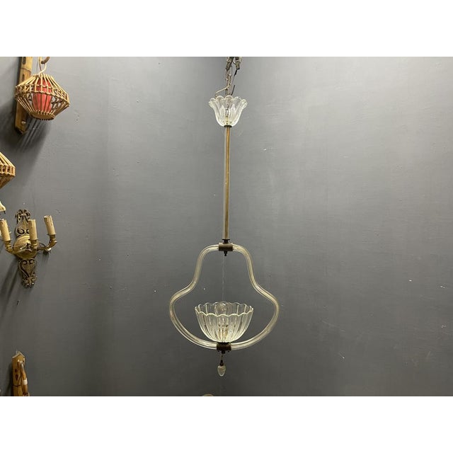 Metal Murano Glass Pendant Light by Ercole Barovier, 1950s For Sale - Image 7 of 10