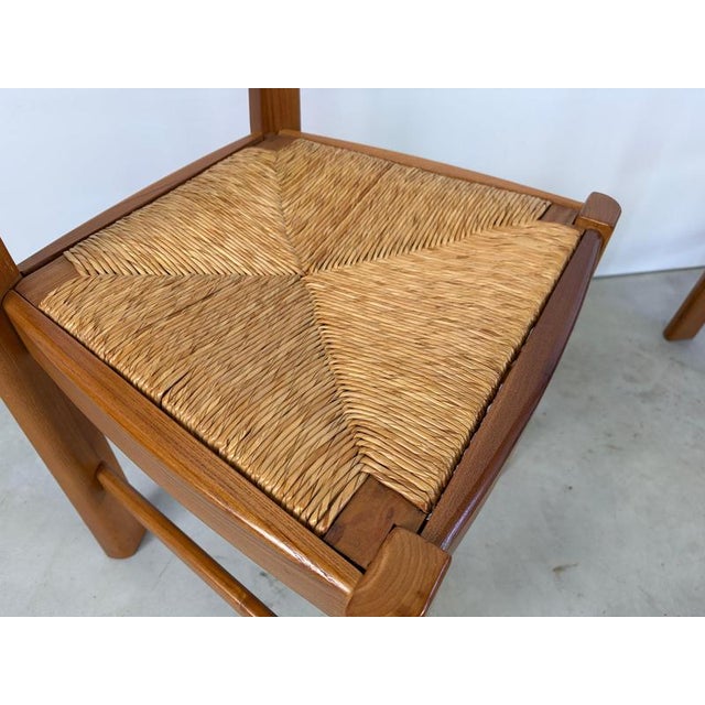 Vintage sturdy oak and wicker brutalist style dining chairs. Sturdy ever lasting oak frames with thick wicker seats. 1960s...