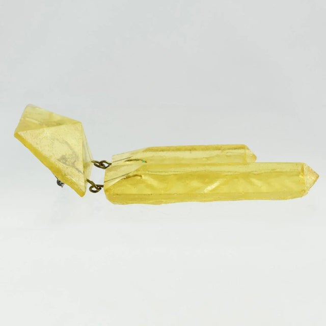 1980s Yellow Lucite Dangle Ice Cube Clip Earrings - 2 Pieces For Sale - Image 5 of 5
