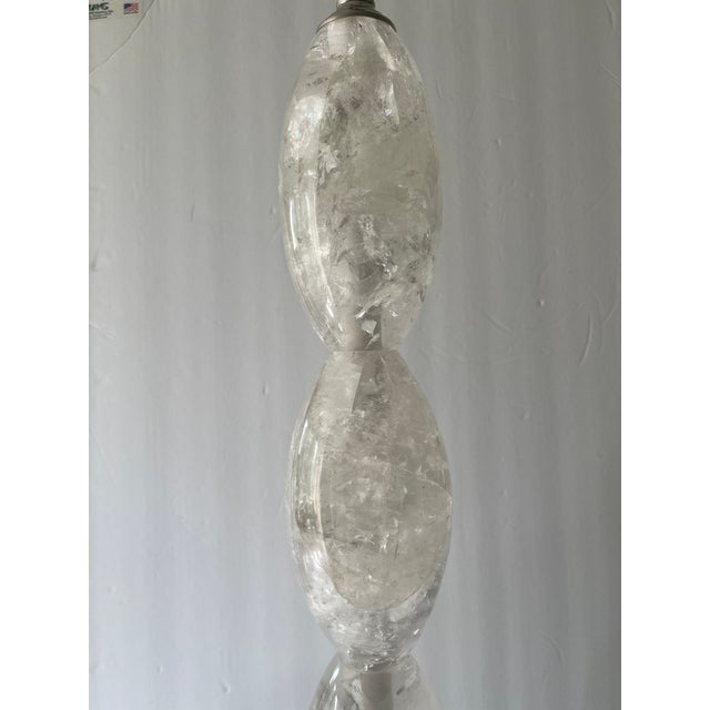 Metal Contemporary Solid Rock Crystal Stacked Lamps With Nickel Hardware - a Pair For Sale - Image 7 of 11
