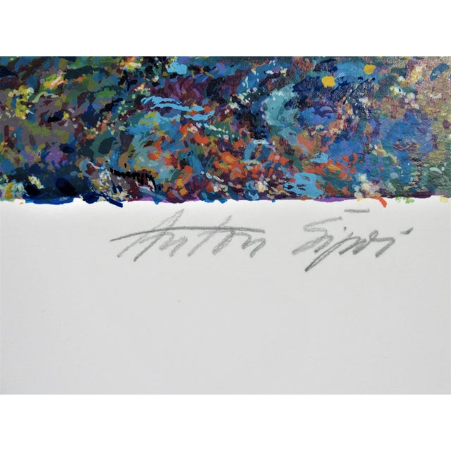 Late 20th Century Anton Sipos, "Landscape with Pond" Large original color serigraph, Circa 1980 For Sale - Image 5 of 7
