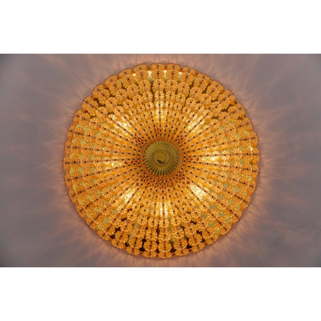 Large Crystal Flower Flush Mount, Austria, 1960s For Sale - Image 9 of 11