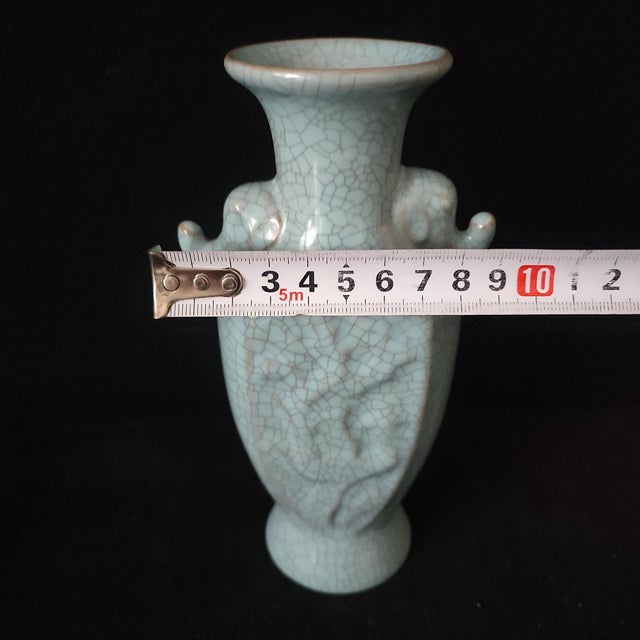 White Chinese Ceramic Vase, Gun Ware Celadon Glaze Porcelain Vase For Sale - Image 8 of 10