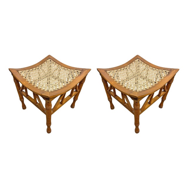 Pair of Early 20th Century English Thebes Stools For Sale