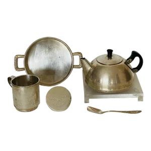 1940s Art Deco Silver Plate Tea Set- 5 Pieces