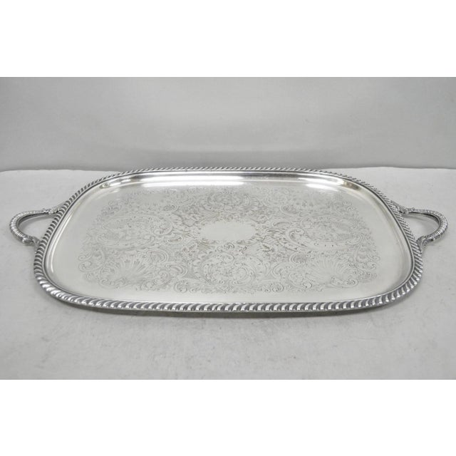 Vintage Sheffield Victorian Silver Plated Twin Handle Bar Serving Platter Tray For Sale - Image 13 of 14