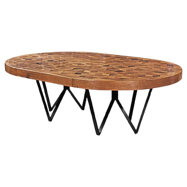Maurits Oval Marquetry Table in Reclaimed Oak by Fred&Juul For Sale