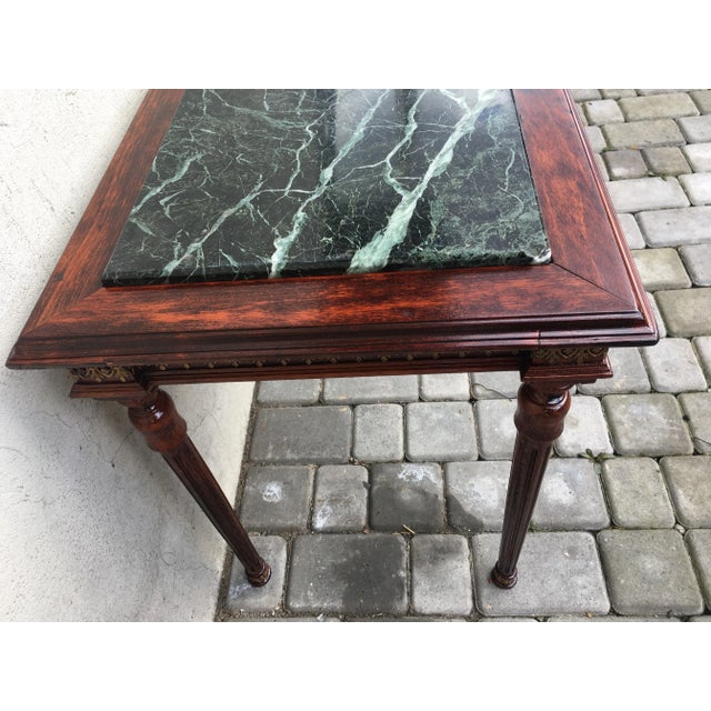 Louis XVI Style Marble, Brass & Wood Coffee Table, 1980s For Sale - Image 10 of 18
