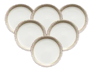 Jean Pouyat for Limoges Salad Plate Set in Gold and Pink - Set of 6 19th Century