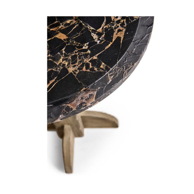 Rustic Modern Marble Pedestal Accent Table For Sale - Image 9 of 10