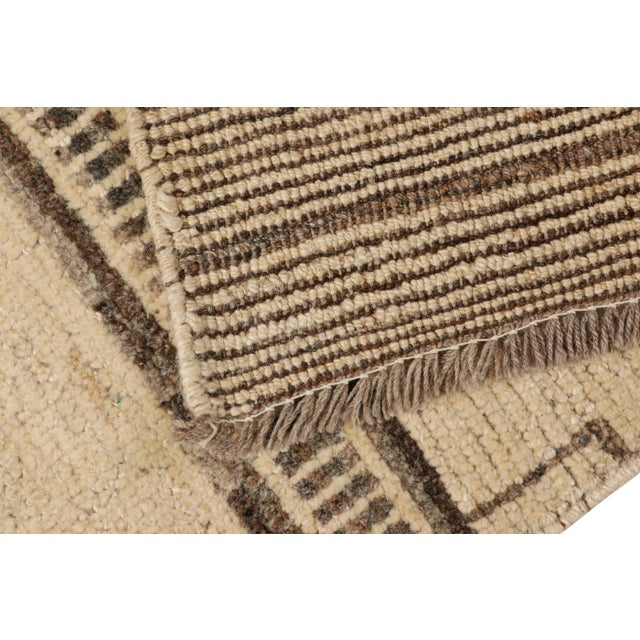 Textile Rug & Kilim’s Modern Classics Rug in Beige With Brown Geometric Patterns For Sale - Image 7 of 7