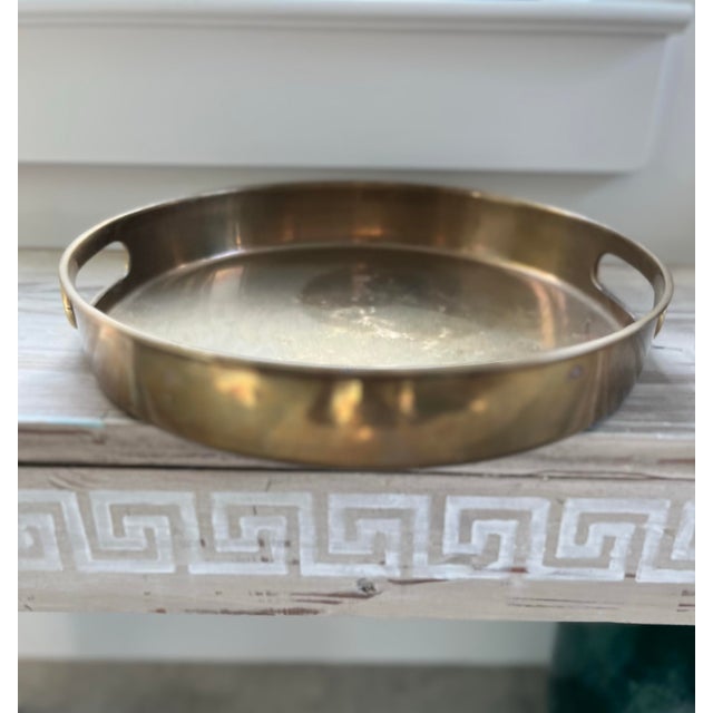 1980s Vintage Round Brass Handled Tray For Sale In Houston - Image 6 of 10
