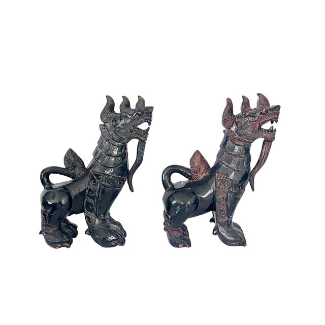 With these antique Chinese wood carved Foo Dogs by your side, you'll never have to worry about evil spirits again!...