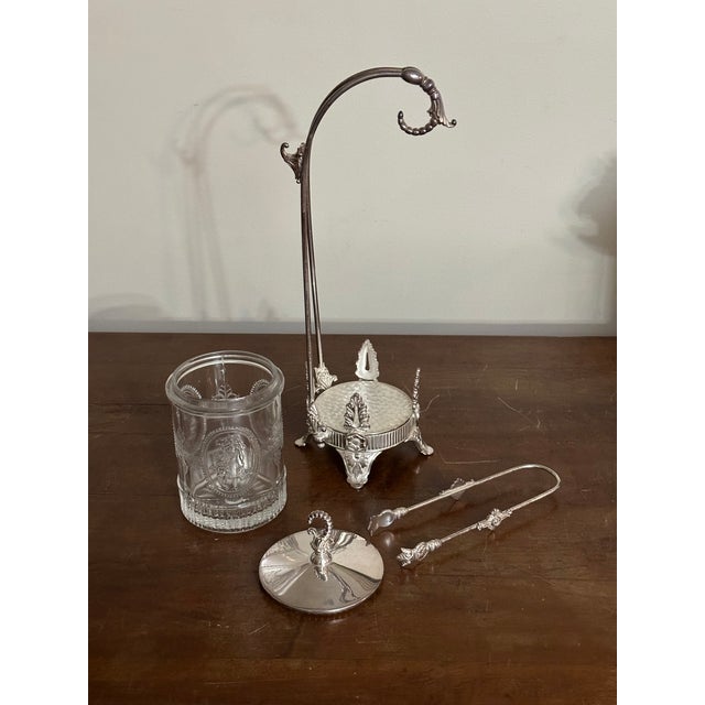 Late 19th Century 19th Century Ntique Victorian Silver Plate Pickle Castor With Figural Glass For Sale - Image 5 of 10