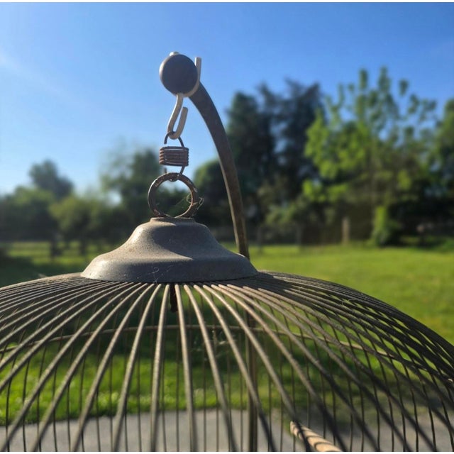 Shabby Chic Antique Brass Bird Cage For Sale - Image 3 of 6
