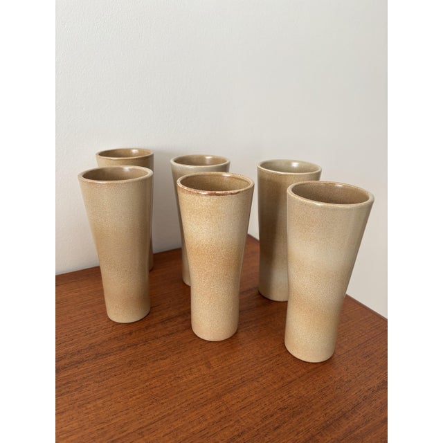 Ceramic Large Vintage Minimalist Glazed Stoneware Tumblers from Niderviller, 1970s, Set of 8 For Sale - Image 7 of 9