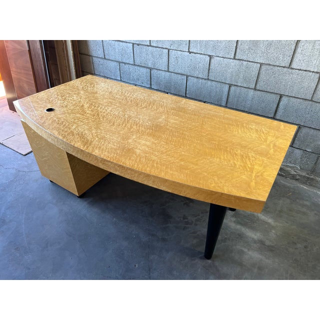 Wood Leon Rosen for Pace Collection “Boca” Executive Desk in Birdseye Maple For Sale - Image 7 of 15