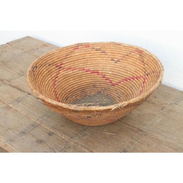 Wood Antique Floral Motif Harvesting Basket For Sale - Image 7 of 8