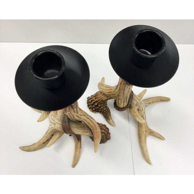 MidCentury Resin Antler Candlestick Holders a Pair Chairish