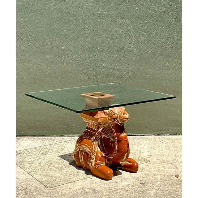 Vintage Carved Wood Camel Glass Table For Sale - Image 17 of 17