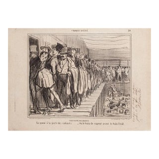 Honoré Daumier - A Visit To Bains - Original Lithograph - 1858 For Sale