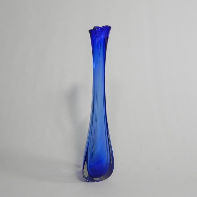 Mid-Century Modern 59 Cm Tall Blue Murano Vase, 1950s For Sale - Image 3 of 10