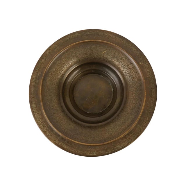 Antique Islamic Brass Basin With Engraved Motifs For Sale In New York - Image 6 of 9
