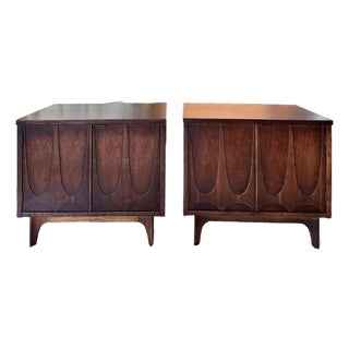 Set of Iconic Broyhill Brasilia Walnut Commode Nightstands, Circa 1960s, Attributed For Sale