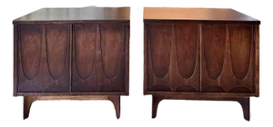 Set of Iconic Broyhill Brasilia Walnut Commode Nightstands, Circa 1960s, Attributed