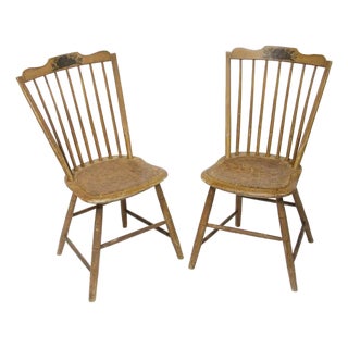 Pair of Early 20th Century Paint-Decorated Chairs For Sale