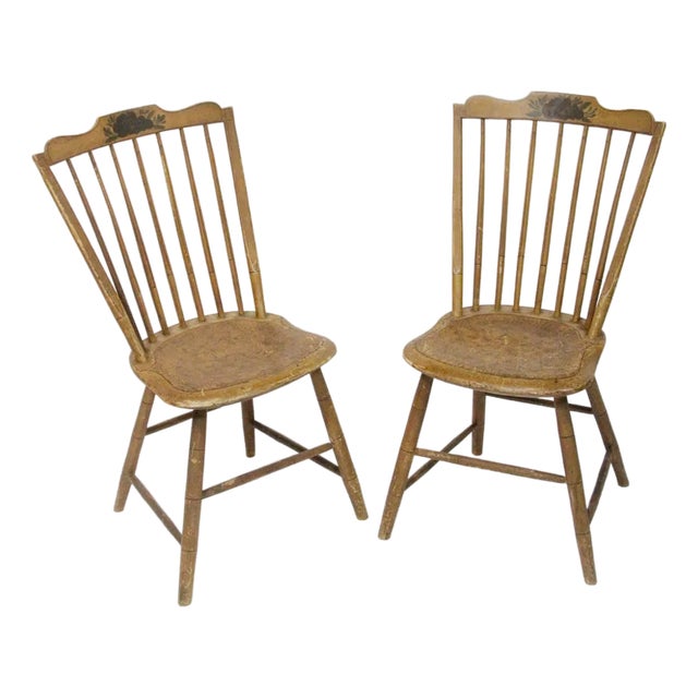 Pair of Early 20th Century Paint-Decorated Chairs For Sale