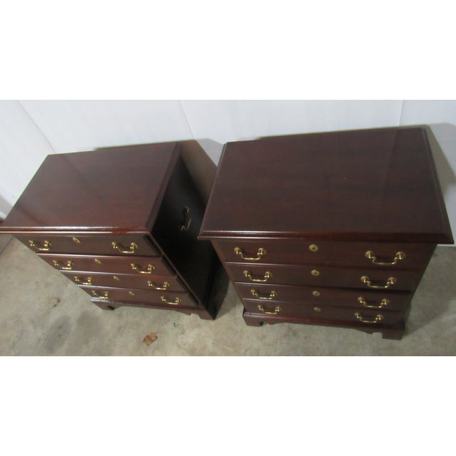 1980s 1980s Pair White Mahogany Nightstands Bachelors Chests For Sale - Image 5 of 9