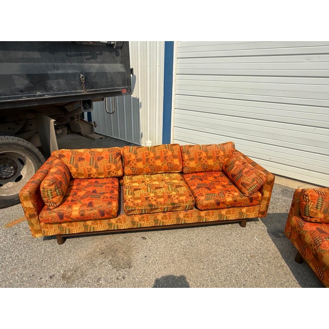 Mid 20th Century Selig of Monroe Mid-Century Modern Geometric Pattern Pit Sofa For Sale - Image 5 of 12