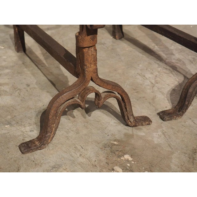 Metal 18th Century Wrought Iron Fireplace Chenets From France For Sale - Image 7 of 12