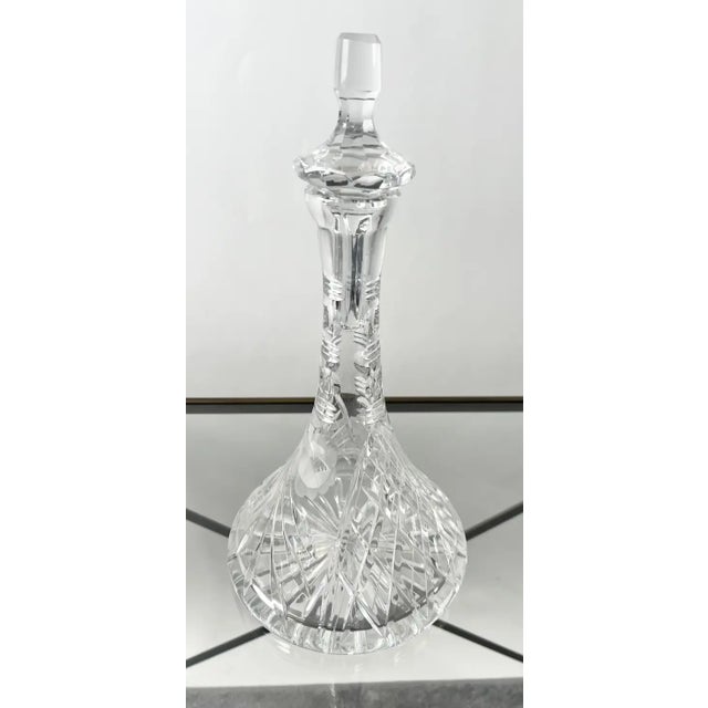 Silver Classic European Cut Crystal Decanter With Faceted Stopper, 14″ H For Sale - Image 8 of 10