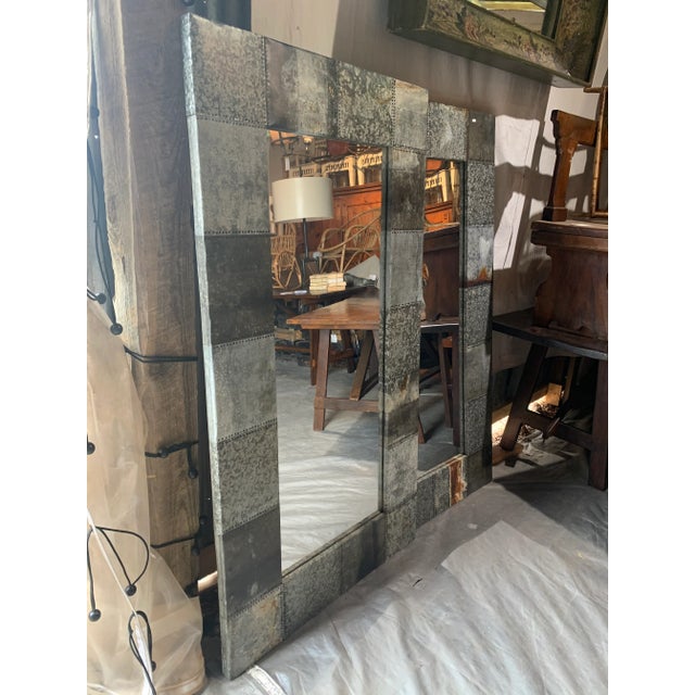 Industrial Metal Patchwork Mirror – Modern Handcrafted Design For Sale - Image 10 of 12