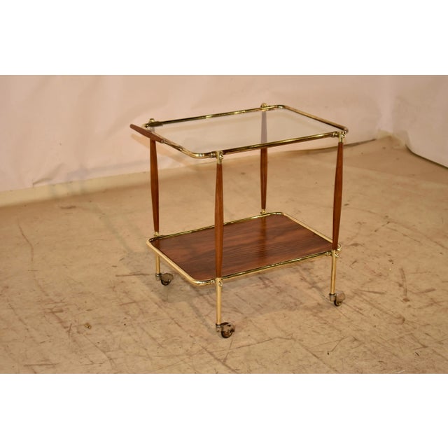 French Brass and Glass Bar Cart, Circa 1950's For Sale - Image 4 of 10
