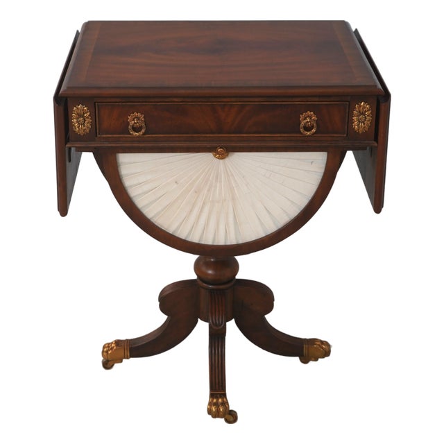 Maitland Smith Mahogany Drop Side Empire Sewing Table For Sale
