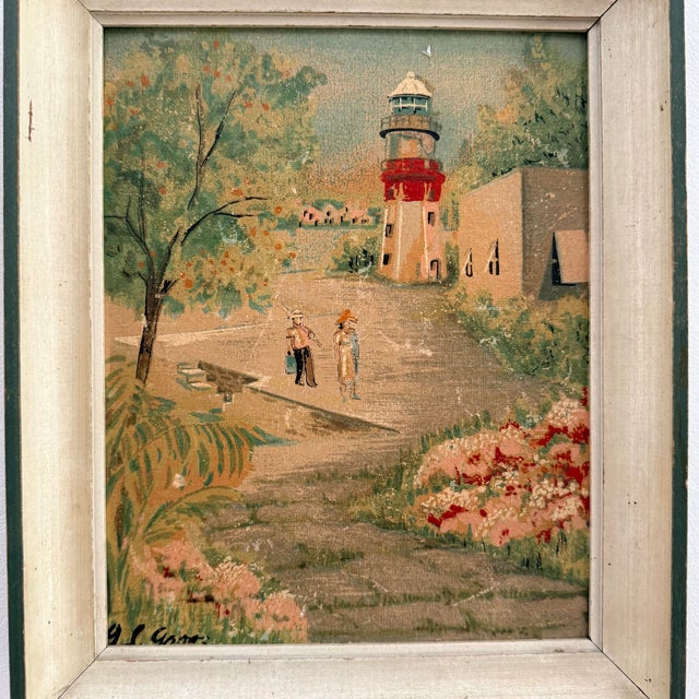 Midcentury Bermuda St. David’s Lighthouse Signed Original Painting, Circa 1950s–60s For Sale - Image 10 of 12