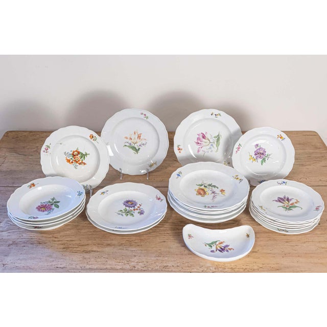 19th Century German Meissen Porcelain Dinner Service with Floral Decor - 24 Pieces For Sale - Image 4 of 5
