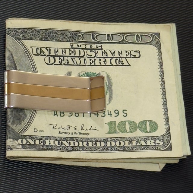 Tiffany and Co. Late 20th Century Tiffany & Co Money Clip 18 KT Gold + Sterling Silver Estate For Sale - Image 4 of 7