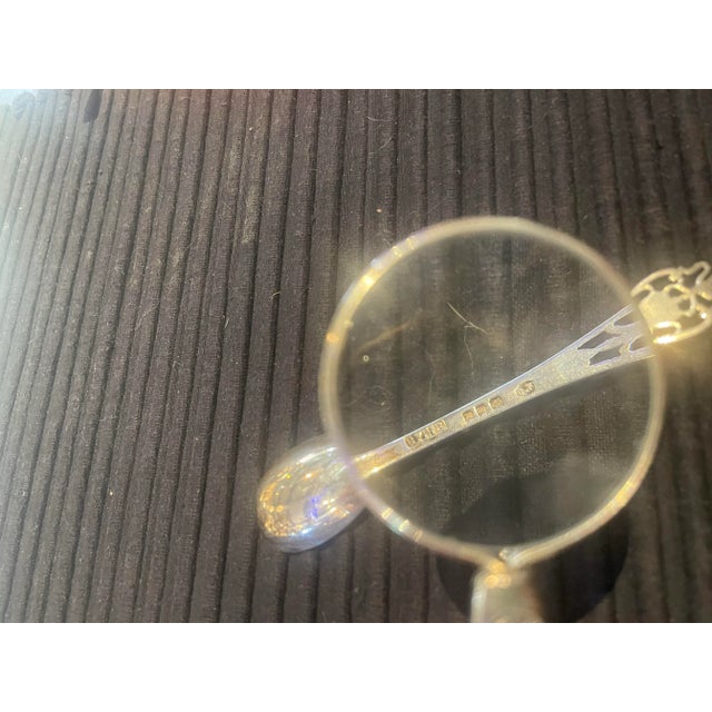 Antique Set of 10 Sterling Silver Dessert Set With Spoons & Clambroth Inserts For Sale In Phoenix - Image 6 of 10