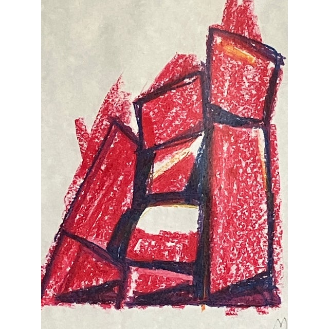 Wilfred Moser Original Oil Stick on Paper Painting, Signed and Framed, Dated 77 For Sale In Miami - Image 6 of 7