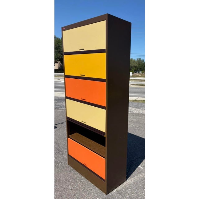 Mid Century Multicolor Tab Filing Cabinet For Sale In Tampa - Image 6 of 9